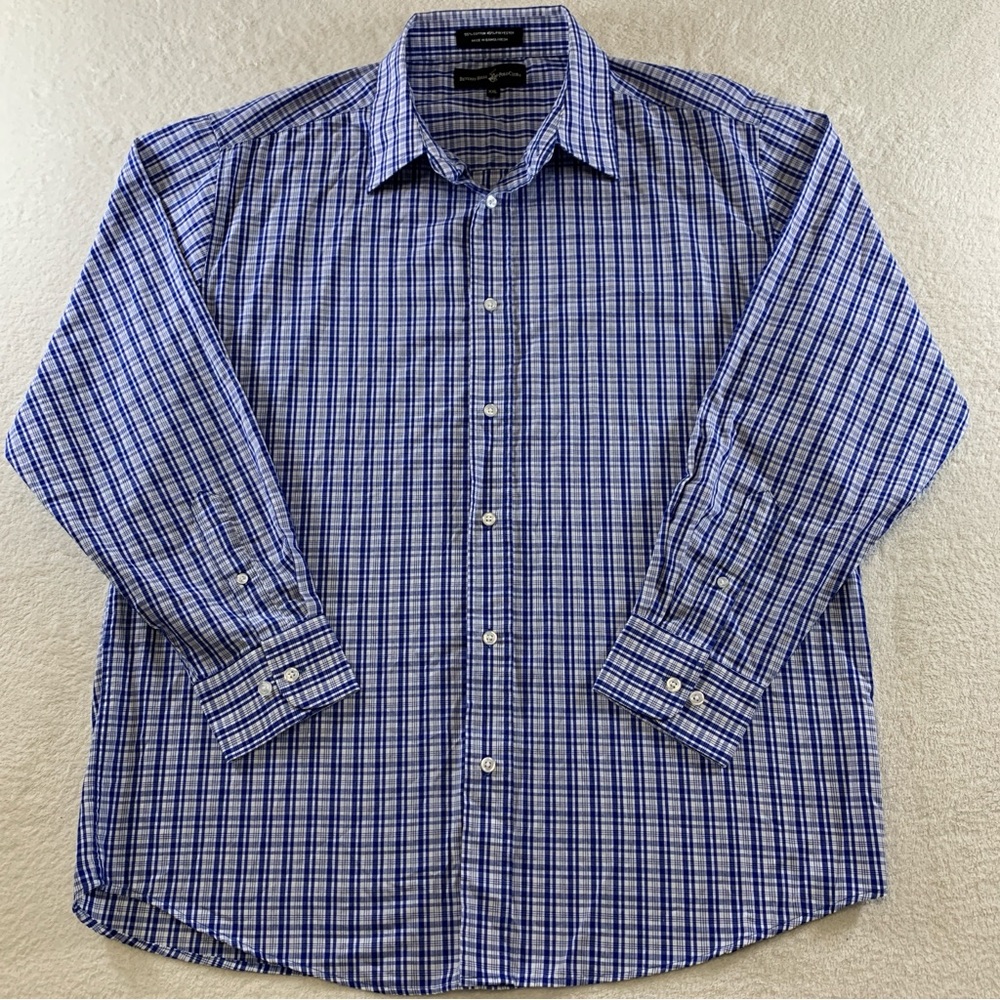 Beverly Hills Polo Club Men’s Size XXL Long Sleeve Button Up Plaid Shirt‎ Blue